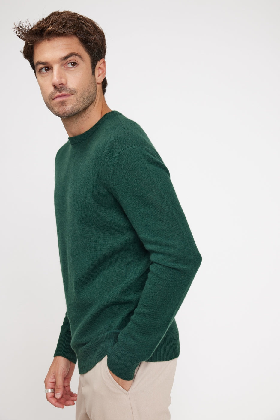 Zach Crew-Neck Jumper - Bottle Green