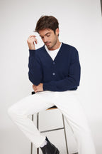 Zael V-Neck Cardigan - Navy Blue