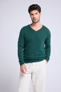 Pull Col V Zaher - Vert Bouteille