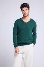 Pull Col V Zaher - Vert Bouteille