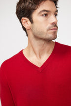 Pull Col V Zaher - Rouge Bordeau