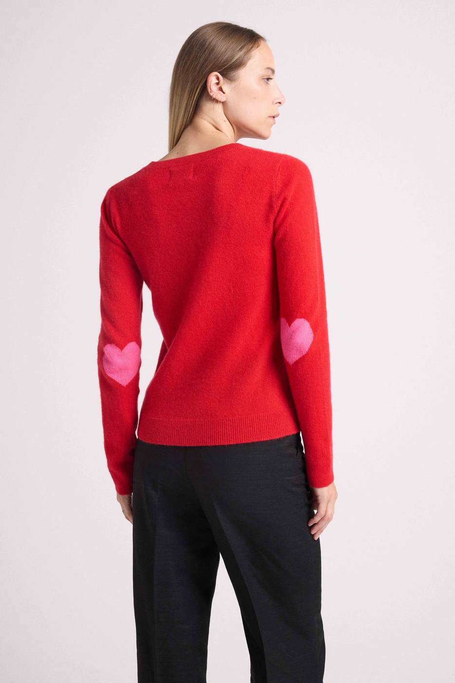 Jersey Cuello Redondo Corazón Codos Zaime - Rojo Rosa Flúor