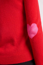 Jersey Cuello Redondo Corazón Codos Zaime - Rojo Rosa Flúor