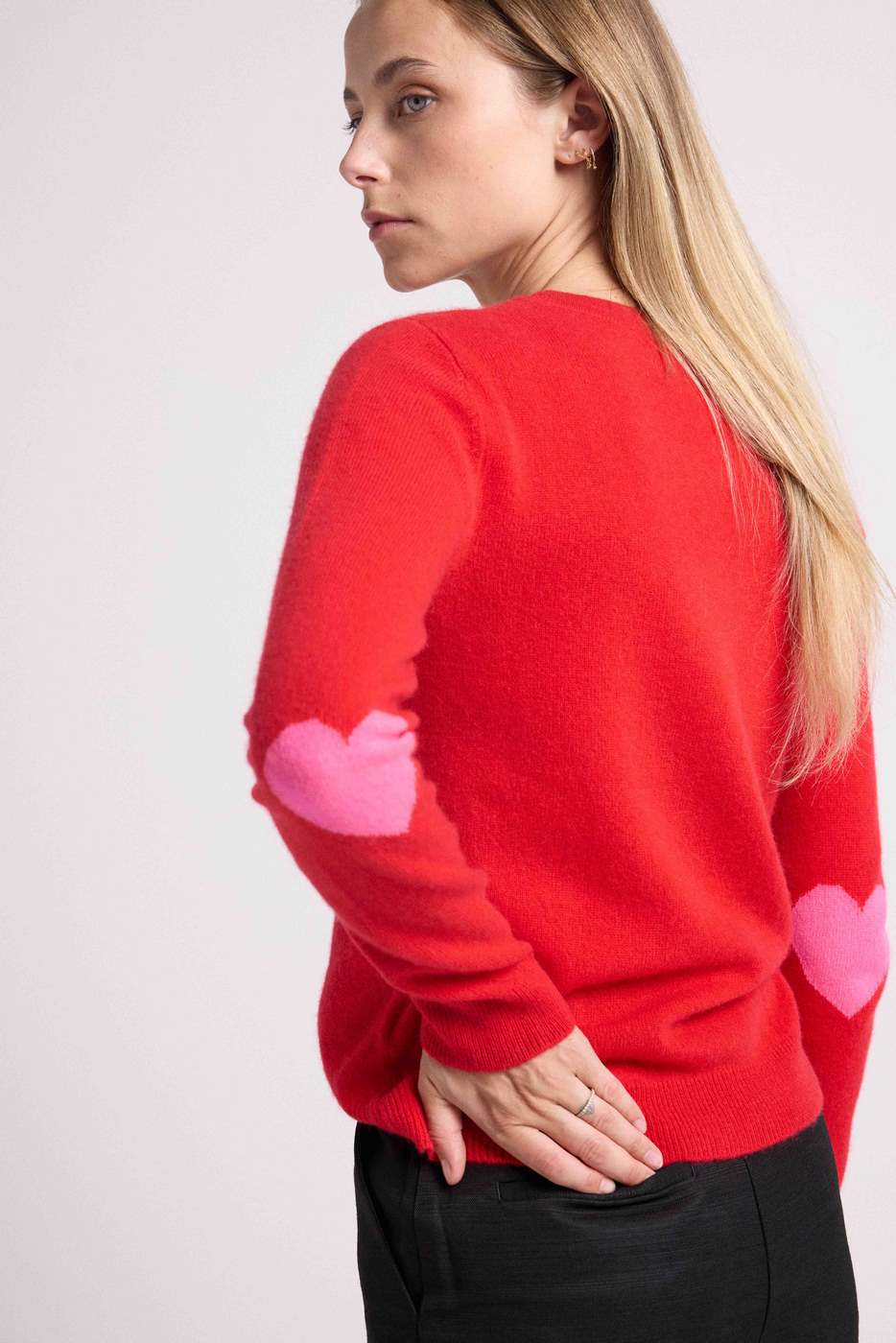 Jersey Cuello Redondo Corazón Codos Zaime - Rojo Rosa Flúor