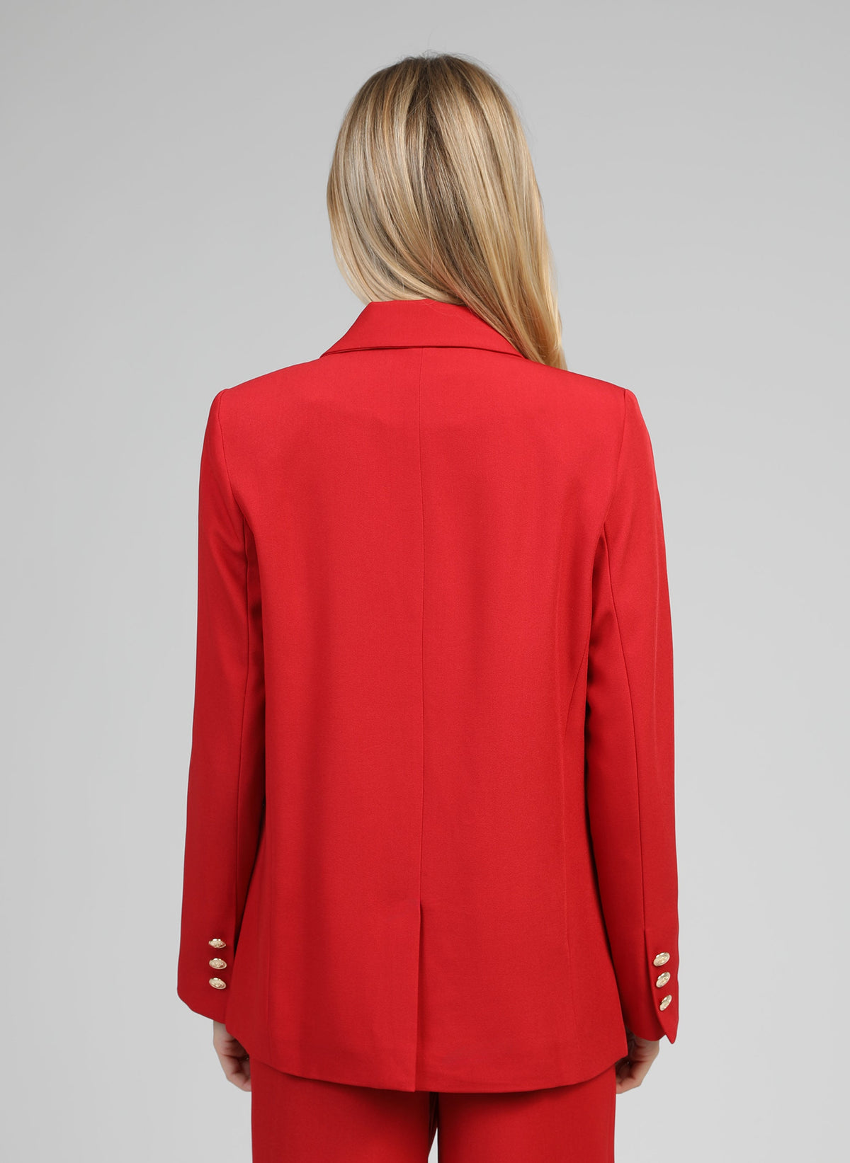 An'ge – Zakie Red Jacket, red blazer worn by a model, back view