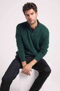 Zalman High Zip-Neck Jumper - Bottle Green
