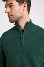 Zalman High Zip-Neck Jumper - Bottle Green