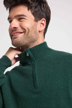 Zalman High Zip-Neck Jumper - Bottle Green