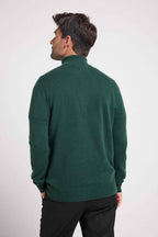 Zalman High Zip-Neck Jumper - Bottle Green