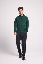 Zalman High Zip-Neck Jumper - Bottle Green