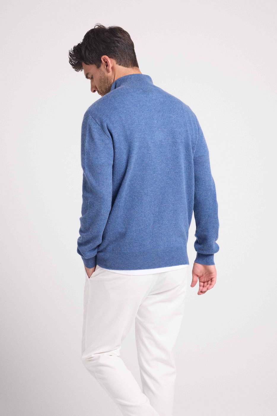 Maglione Collo Alto Con Zip Zalman - Blu Denim