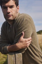 Zalman Zip-Up Roll-Neck Jumper - Khaki Green
