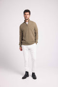 Maglione A Collo Alto Con Zip Zalman - Verde Kaki