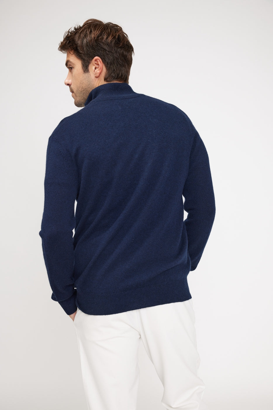 Zalman Zip-Up High-Neck Jumper - Navy Blue