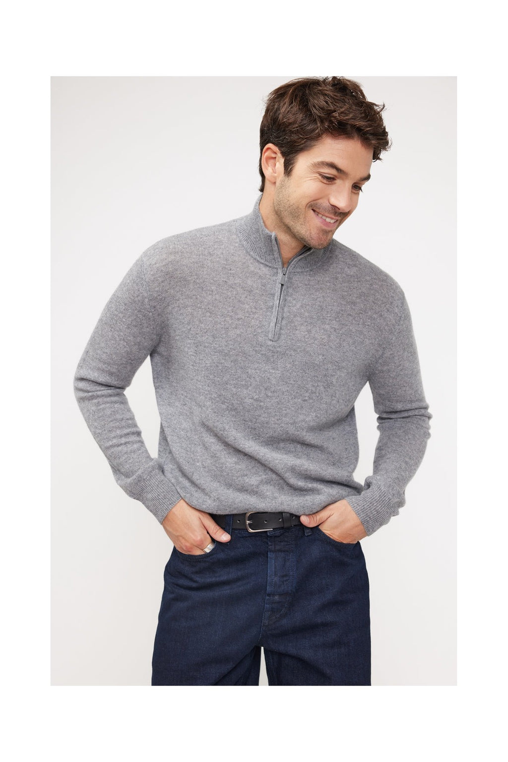 Zalman Zip-Up High-Neck Jumper - Dark Grey