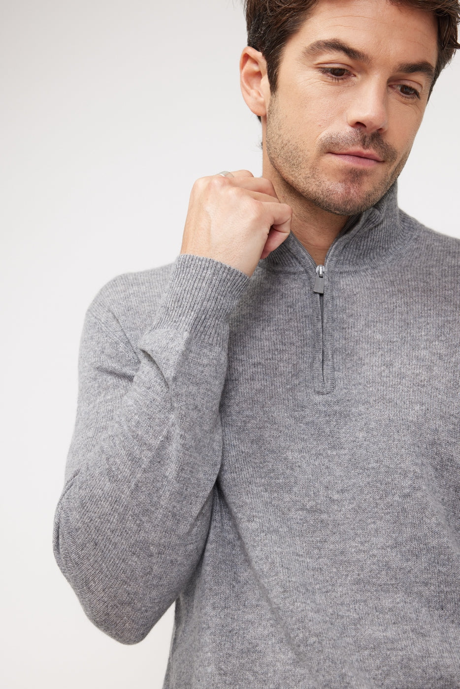 Zalman Zip-Up High-Neck Jumper - Dark Grey