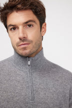Zalman Zip-Up High-Neck Jumper - Dark Grey
