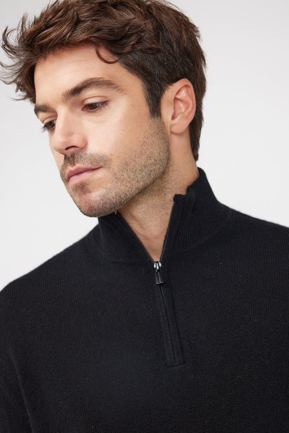 Zalman High Zip-Neck Jumper - Black