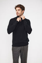 Zalman High Zip-Neck Jumper - Black