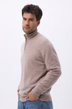 Maglione Collo Alto Con Zip Uomo Zalman - Taupe - Uomo