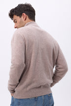 Maglione Collo Alto Con Zip Uomo Zalman - Taupe - Uomo