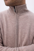 Strickjacke Mit Reißverschluss Und Stehkragen H Zamil - Taupe - Herren