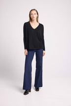 Poncho-Pullover Zancha mit V-Ausschnitt - Schwarz - Damen