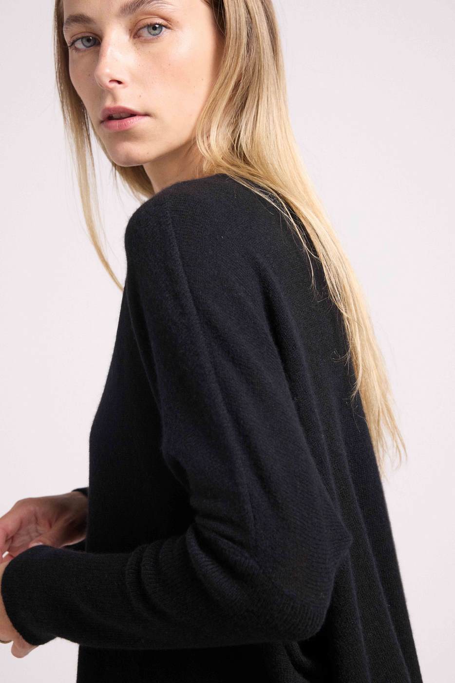 Poncho-Pullover Zancha mit V-Ausschnitt - Schwarz - Damen