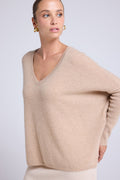 Jersey Poncho Cuello en V Zancha - Beige Crema
