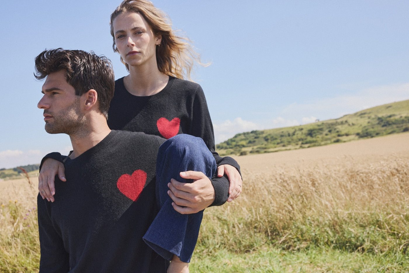Round Neck Love Heritage Zaphira Jumper - Black Red