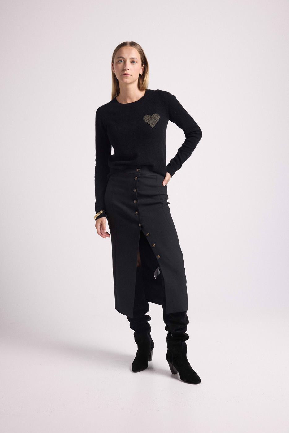 Maglione Girocollo Love Heritage Zaphira - Nero Dorato
