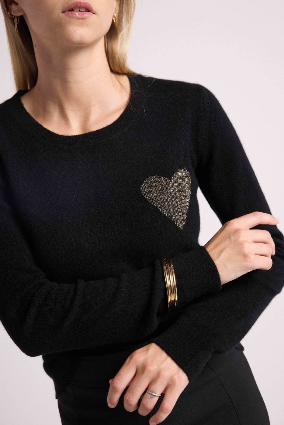 Maglione Girocollo Love Heritage Zaphira - Nero Dorato