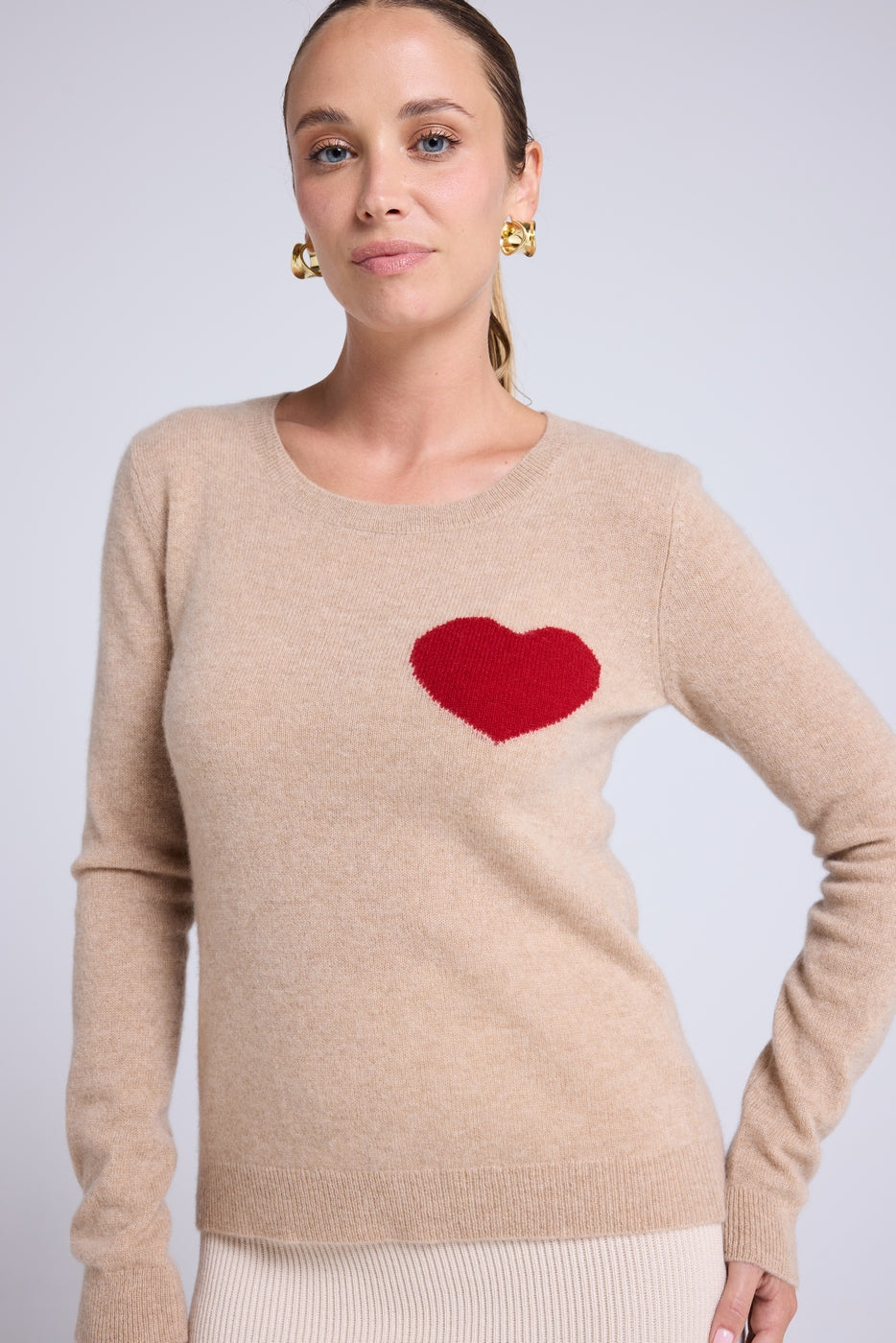 Zaphira Love Heritage Crew-Neck Jumper - Beige Cream Red