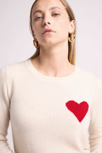 Love Heritage Zaphira Trui met Ronde Hals - Wit Rood