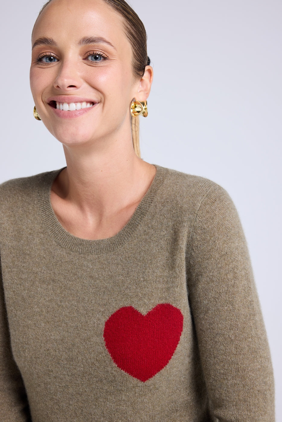 Zaphira Love Heritage Crew-Neck Jumper - Khaki Green Red