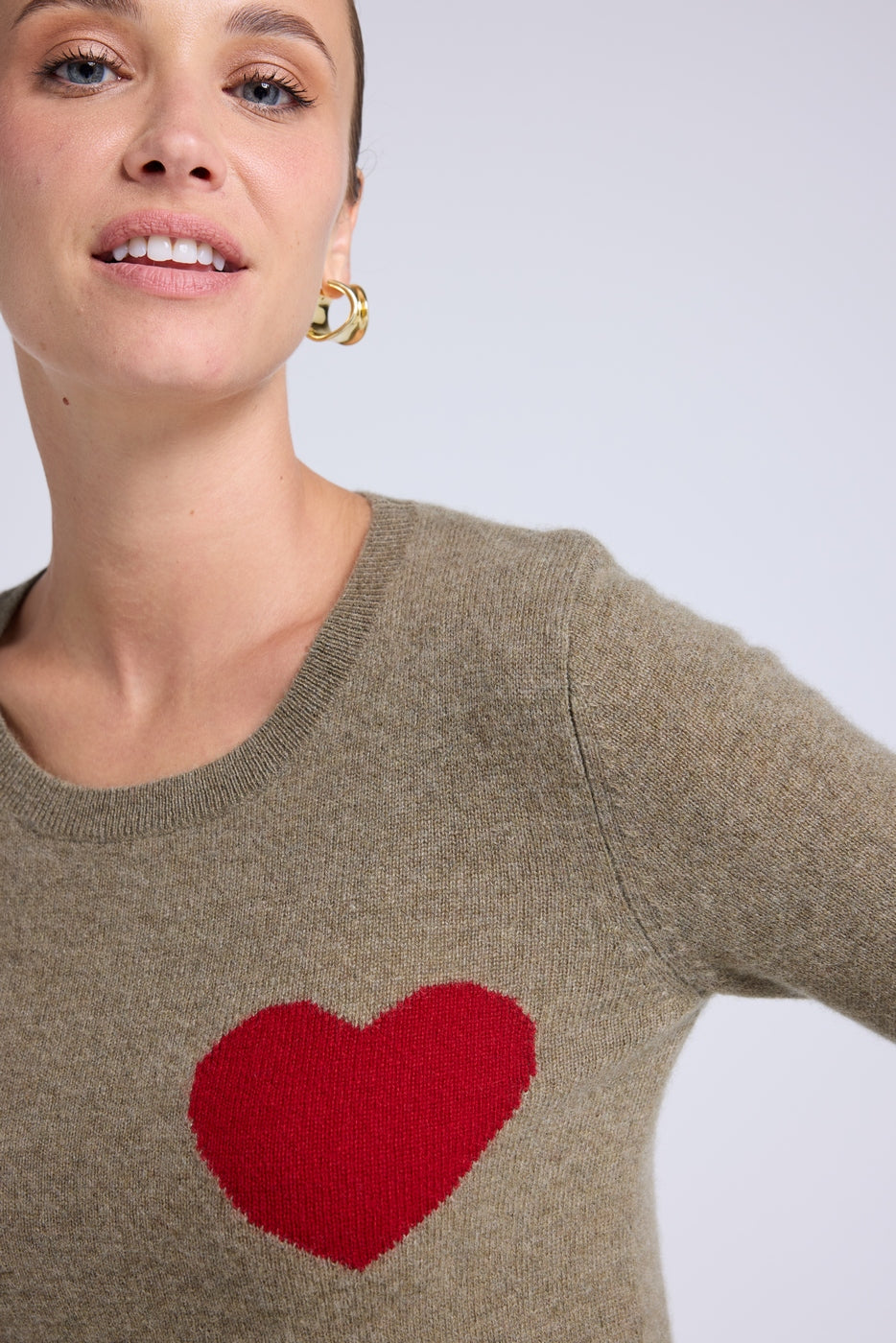 Zaphira Love Heritage Crew-Neck Jumper - Khaki Green Red