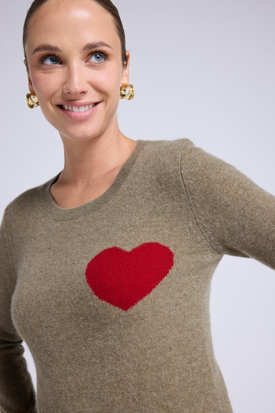 Zaphira Love Heritage Crew-Neck Jumper - Khaki Green Red