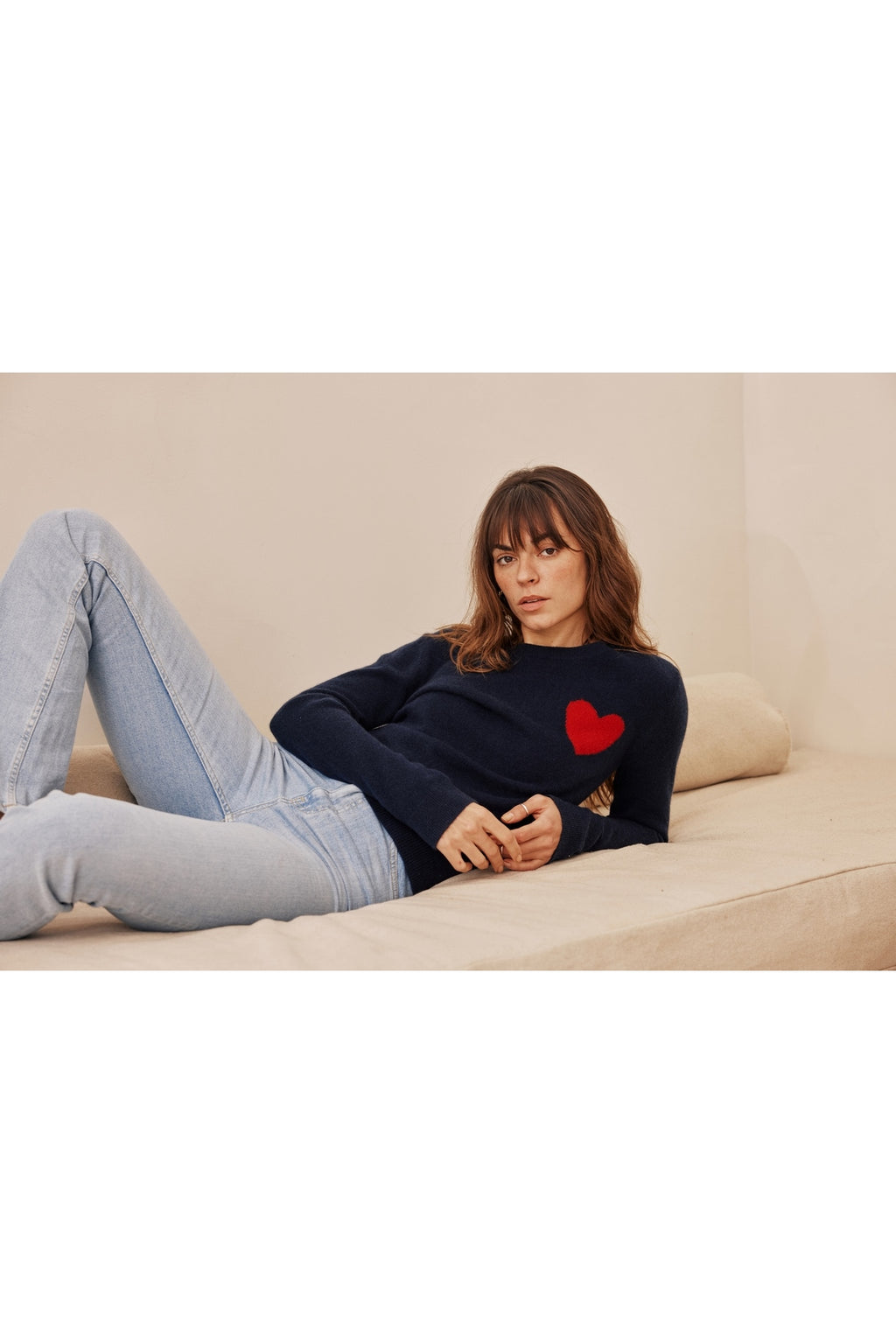 Sweter z okrągłym dekoltem Love Heritage Zaphira – Granatowo-czerwony – Damski
