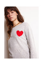 Love Heritage Zaphira Crew-Neck Jumper - Light Grey Red