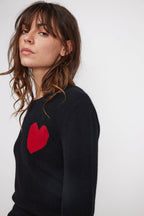 Round Neck Love Heritage Zaphira Jumper - Black Red