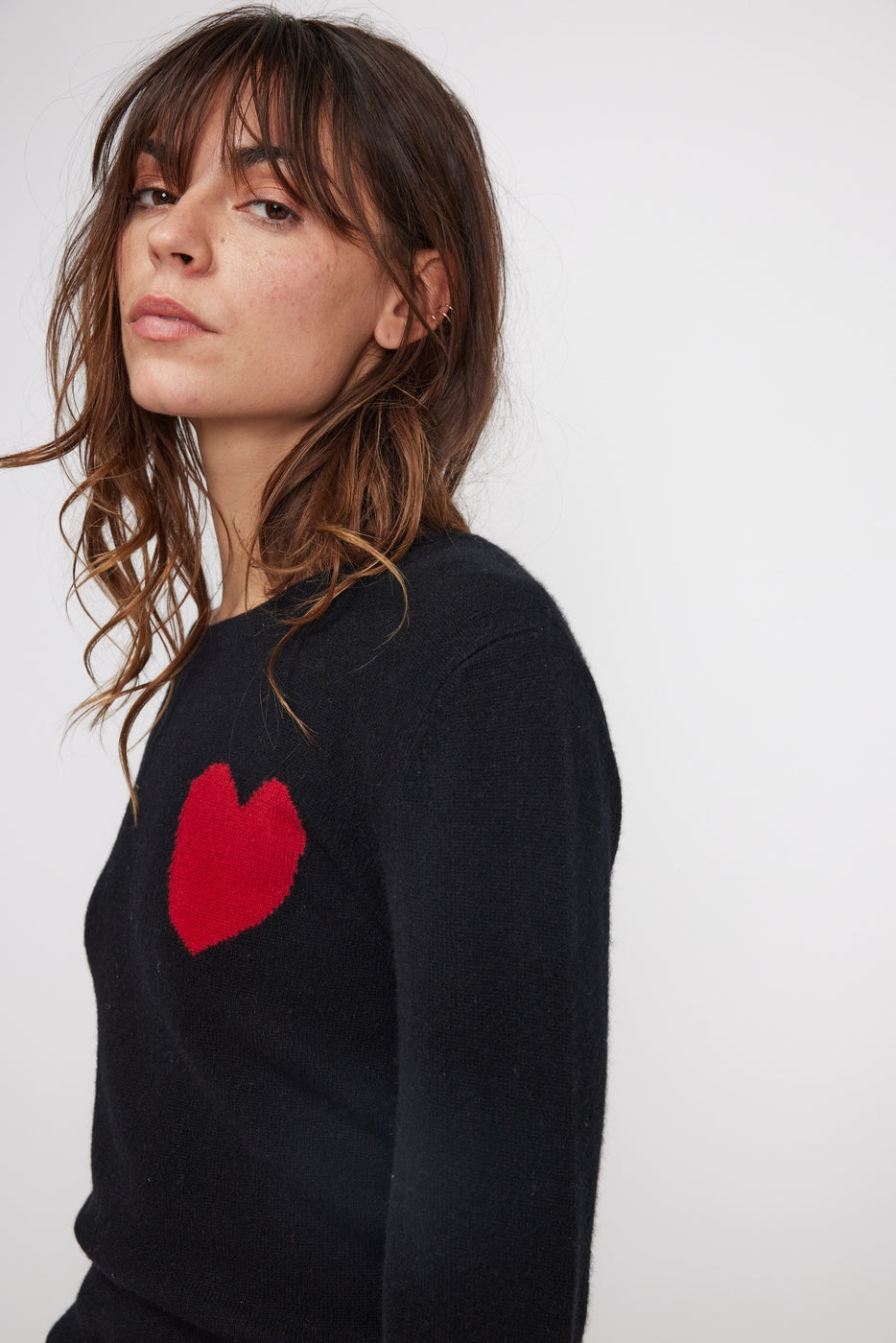 Round Neck Love Heritage Zaphira Jumper - Black Red