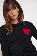 Round Neck Love Heritage Zaphira Jumper - Black Red