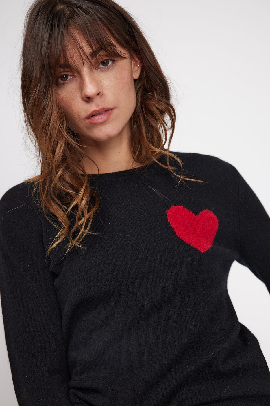 Round Neck Love Heritage Zaphira Jumper - Black Red