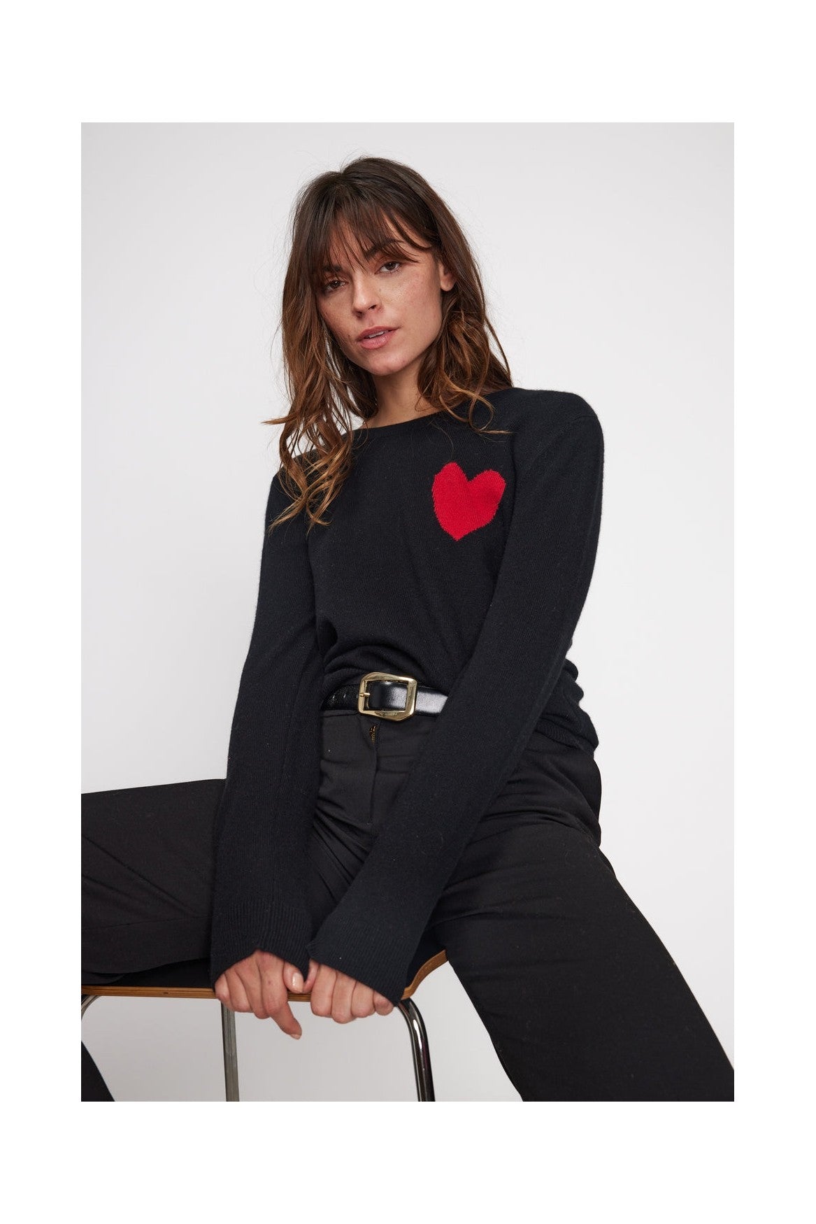 Round Neck Love Heritage Zaphira Jumper - Black Red