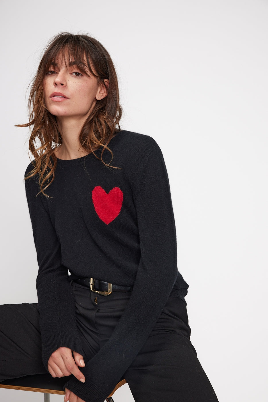 Round Neck Love Heritage Zaphira Jumper - Black Red