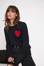 Round Neck Love Heritage Zaphira Jumper - Black Red