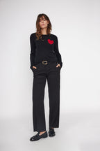 Round Neck Love Heritage Zaphira Jumper - Black Red