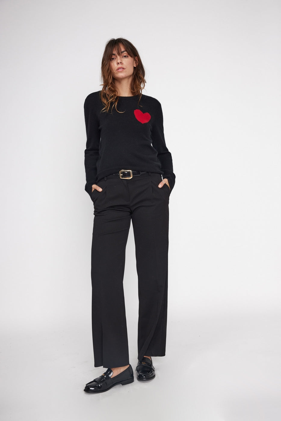 Round Neck Love Heritage Zaphira Jumper - Black Red
