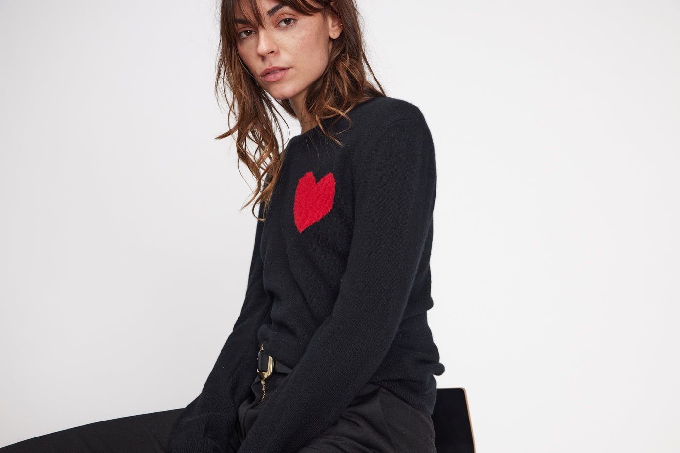 Round Neck Love Heritage Zaphira Jumper - Black Red