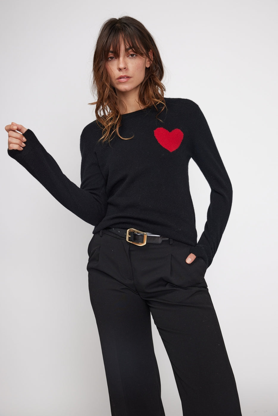 Round Neck Love Heritage Zaphira Jumper - Black Red